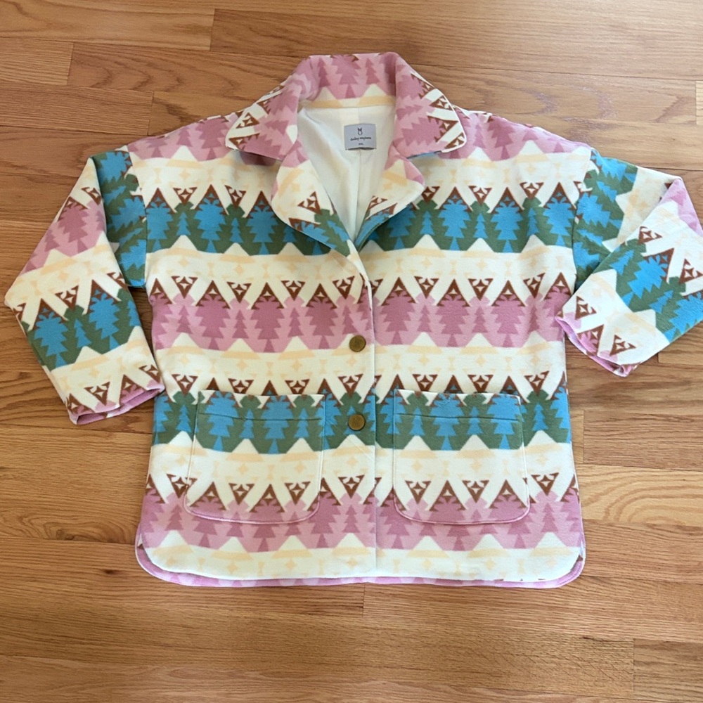 Dudley Stephens Plush Jacket in Pink, Cream & Peach